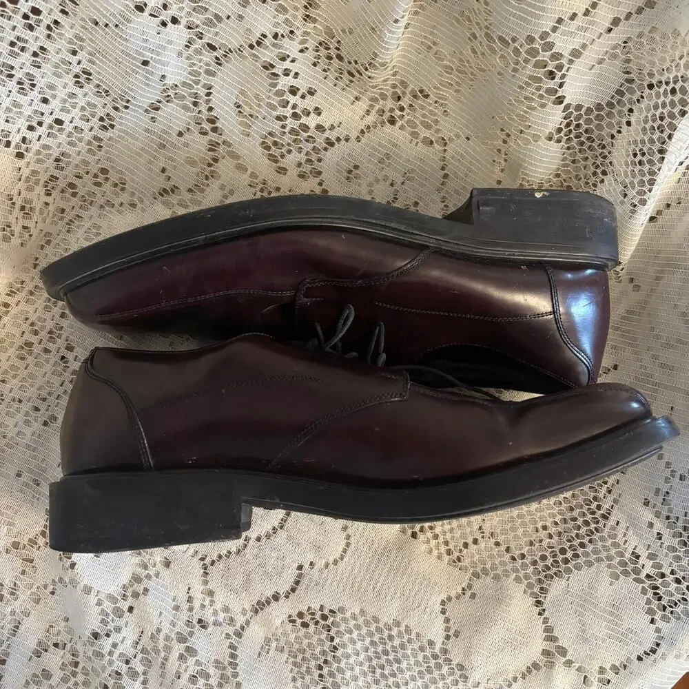 Kenneth Cole Reaction Men's US 12 Dark Brown Leather Square Toe Oxfords Shoes